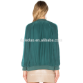 Elegant high quality satin jacket lady green wholesale silk jacket